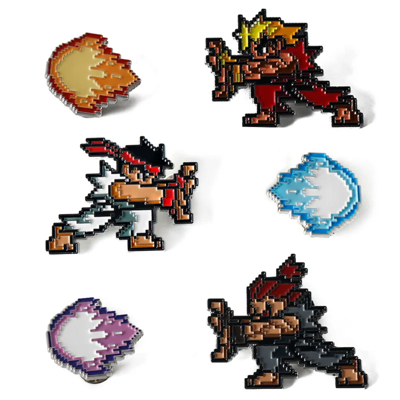 Anime Enamel Pin Creative Childhood Arcade Pixel Game Peripheral Gift Alloy Dropping Oil Emblem Metal Accessories