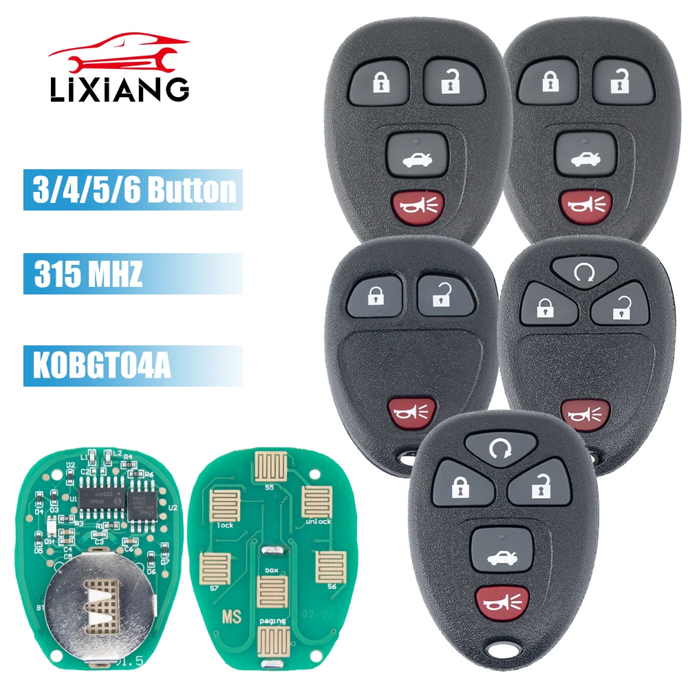 LIXIANG Remote key KOBGT04A 315Mhz For Chevrolet Captiva HHR Uplander Pontiac Montana SV6 Saturn Relay Buick Terraza