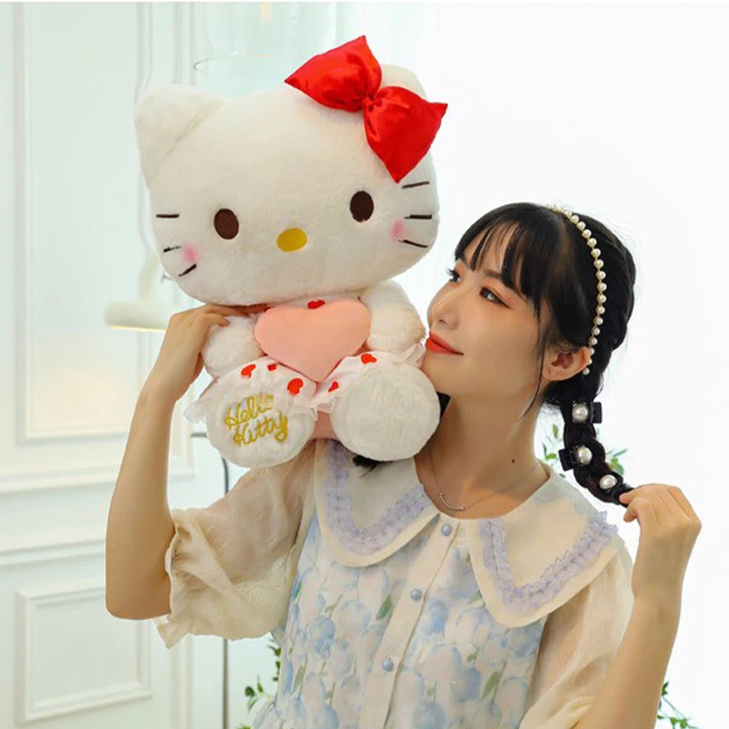 30CM Cute Hello Kitty Cartoon Plush Toy Doll Flower Skirt Heart hugging Butterfly KT Pillow Birthday Gift Toy For Children