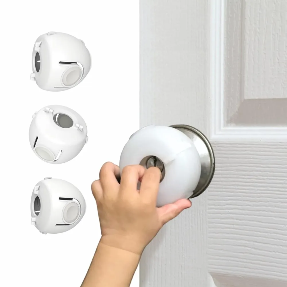 새로운 PP TPR 도어 손잡이 안전 커버 미끄럼 방지 흰색 손잡이 커버 라운드 도어 손잡이 Babyproof 용 내구성 잠금 케이스