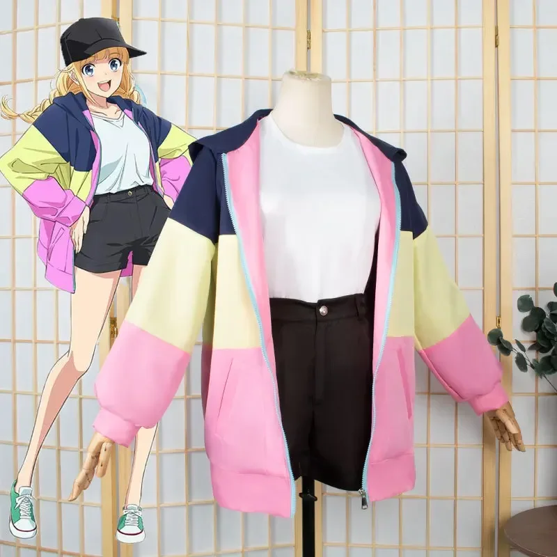 Anime Ya Boy Kongming Tsukimi Eiko Cosplay Costume Sets Hooded Jacket Wig Hat Girls Paripi Koumei Tsukimi Eiko Anime Cos Outfit