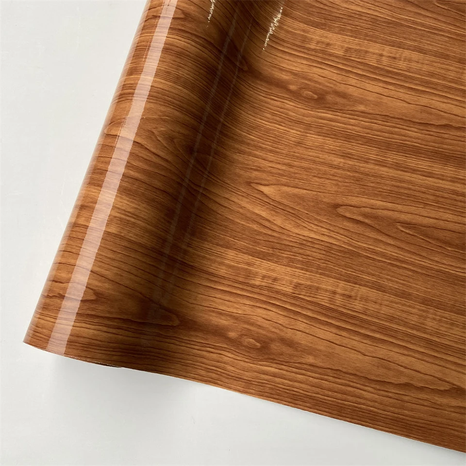 Glossy Peach Wood Grain Vinyl Wrap, Car Interior Dashboard Center Console Decal, Self-Adhesive Wood Texture Color Change VI-18