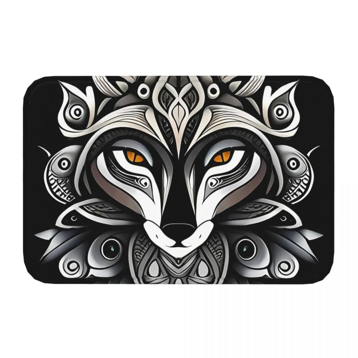 Abstract Fox Art Silvery Non-slip Doormat Carpet Bath Bedroom Mat Prayer Home Modern