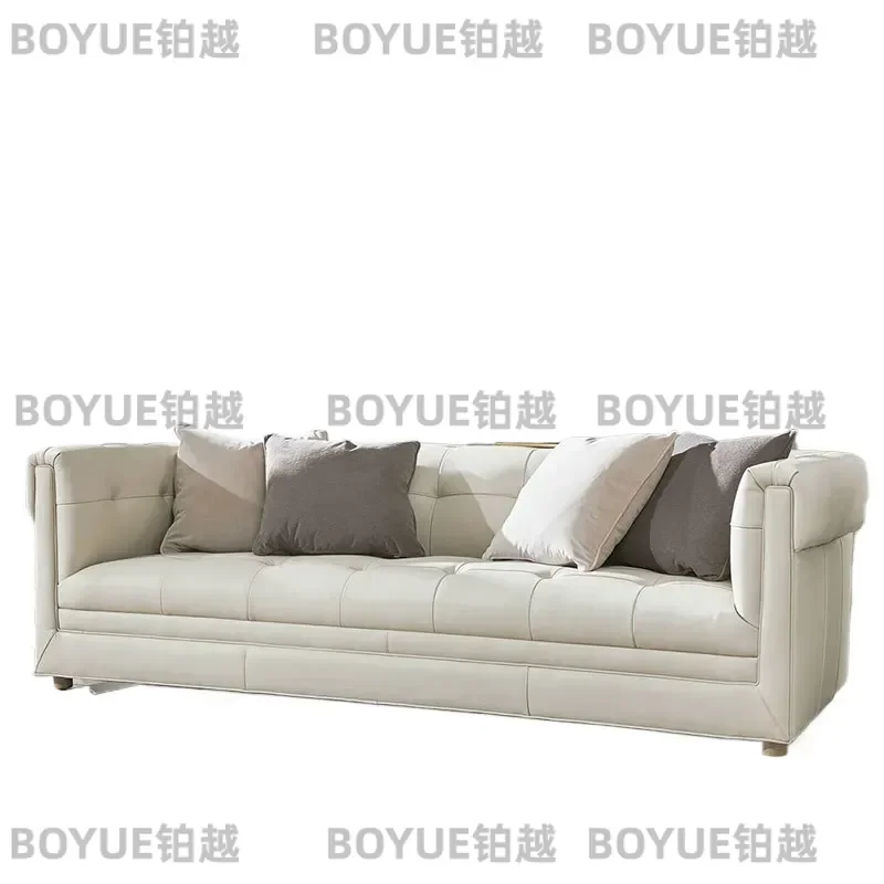 Modern American Light Luxury Microfiber Leather Sofa Set for Small Apartment 3 Seater Couch with Coffee Table Combo Living