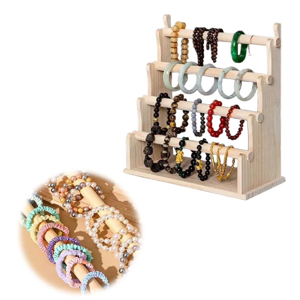 

4 Layer Wooden Bracelet Holder Bracelet Display Stand Jewelry Organizer