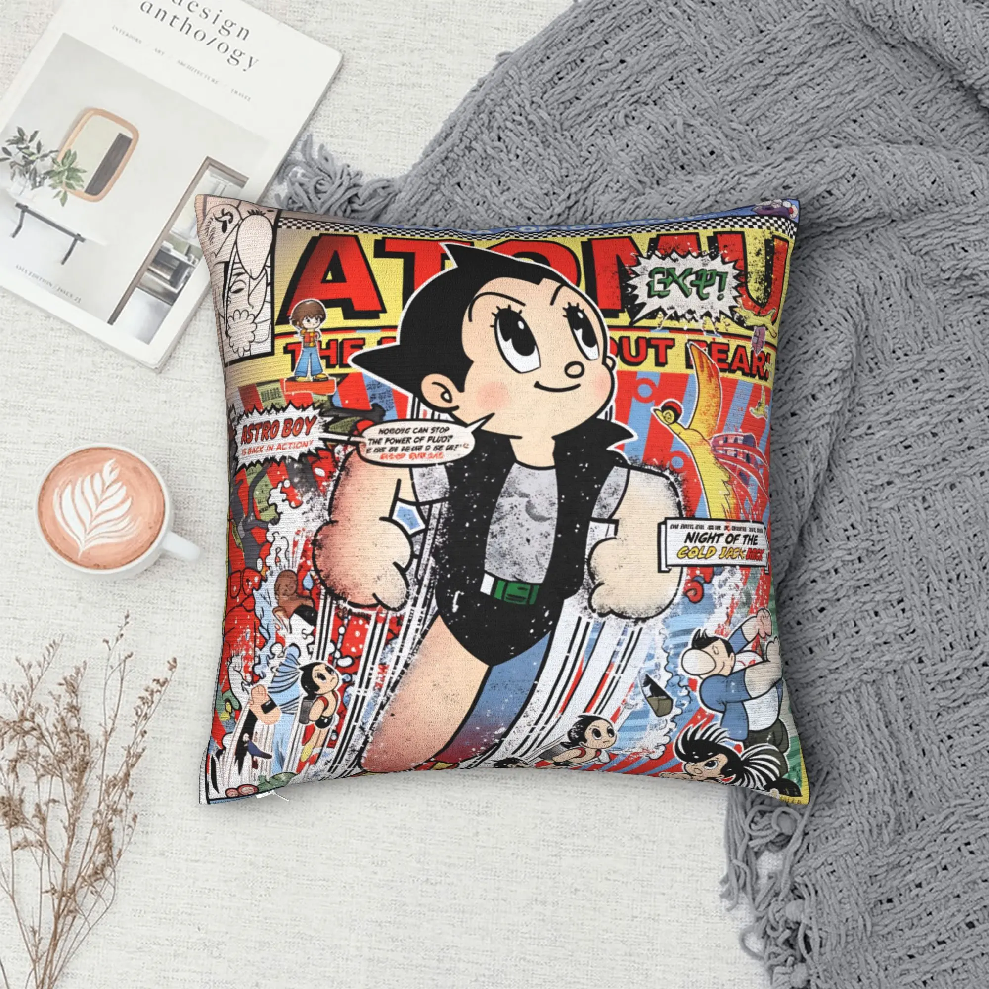 Mighty Atom Pillow Cover Astroboy Astro Boy Vintage Pillow Case For Sofa Home Decoration Soft Pillowcases Gift