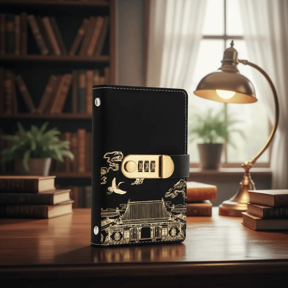 Chinese Style Saving Money Binder Wallet Storage Handbook Planner Organizer PU Leather 50Sheets Account Book Girls Boys