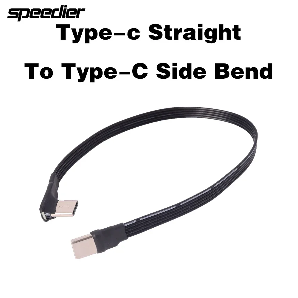 USB 2.0 Type-C Straight To Type-c Side Bend Flat Cable Extension FPC USB-C Dual-head Charging Soft Cable Data Cable for TV PC