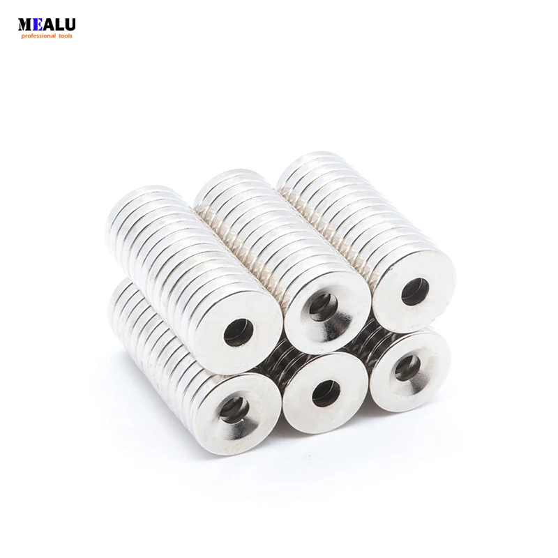 

40pcs N35 Strong Round Neodymium Countersunk Ring Magnets 16mm x 5mm Hole 5mm imanes de neodimio magnet for fridge decor set