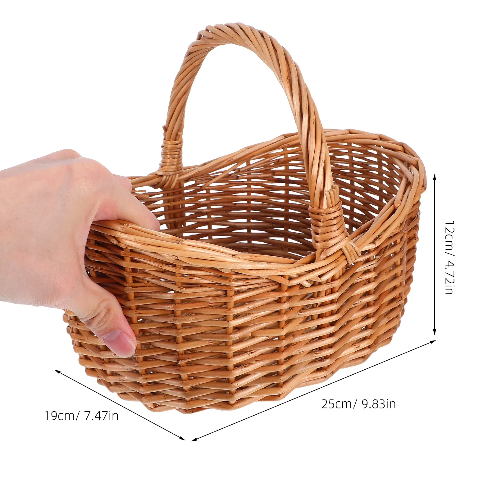 Handwoven Willow Basket Rustic Style Picnic Hamper Decorative Storage Basket Portable Carry Multi-Use Organizer Outdoor Picnic