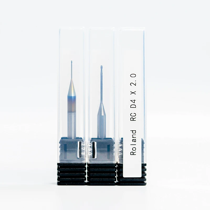 Roland Milling Burs for Zirconia/PMMA with Diamond Coating , Dental Cutter for Roland DWX 50/51D/52 Sizes 2.0/1.0/0.6/0.3mm