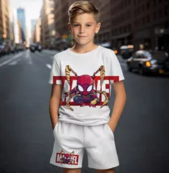 New Fashion Boys and Girls Summer Cartoon Pattern T-Shirts Shorts Matching Clothing 3D Printed Clothing Children's 2-Piece Set