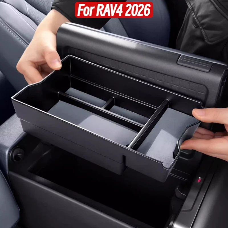 Armrest Storage Box Tray for RAV4 2026 Hybrid&Plug-in Hybrid Interior Holder Secondary Center Console Storage Box Accessories