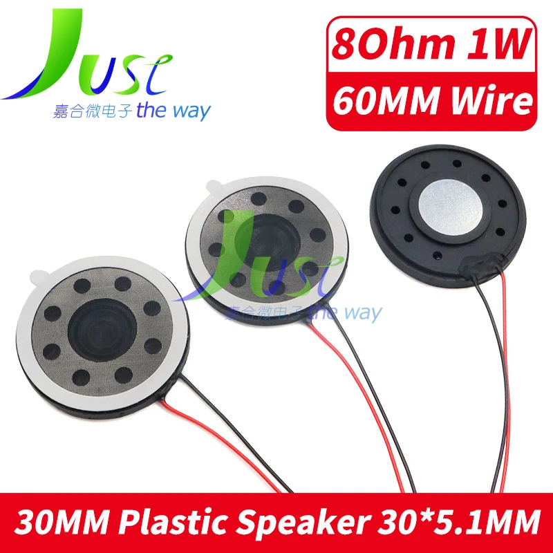 

5PCS/Lot Diameter 30MM 8 Ohm 1 Watt Plastic Wire 60MM Loudspeaker 30 MM 8R 0.5 1W Micro Speaker With Double Sided Tape 8Ohm 1W