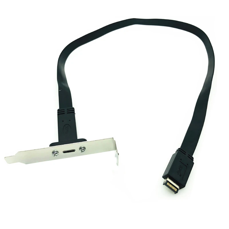 전면 패널 헤더 타입-USB-C 타입 C 암 커넥터 연장 와이어 케이블 + 패널 마운트 나사 타입 E 커넥터, USB 3.1, 50cm