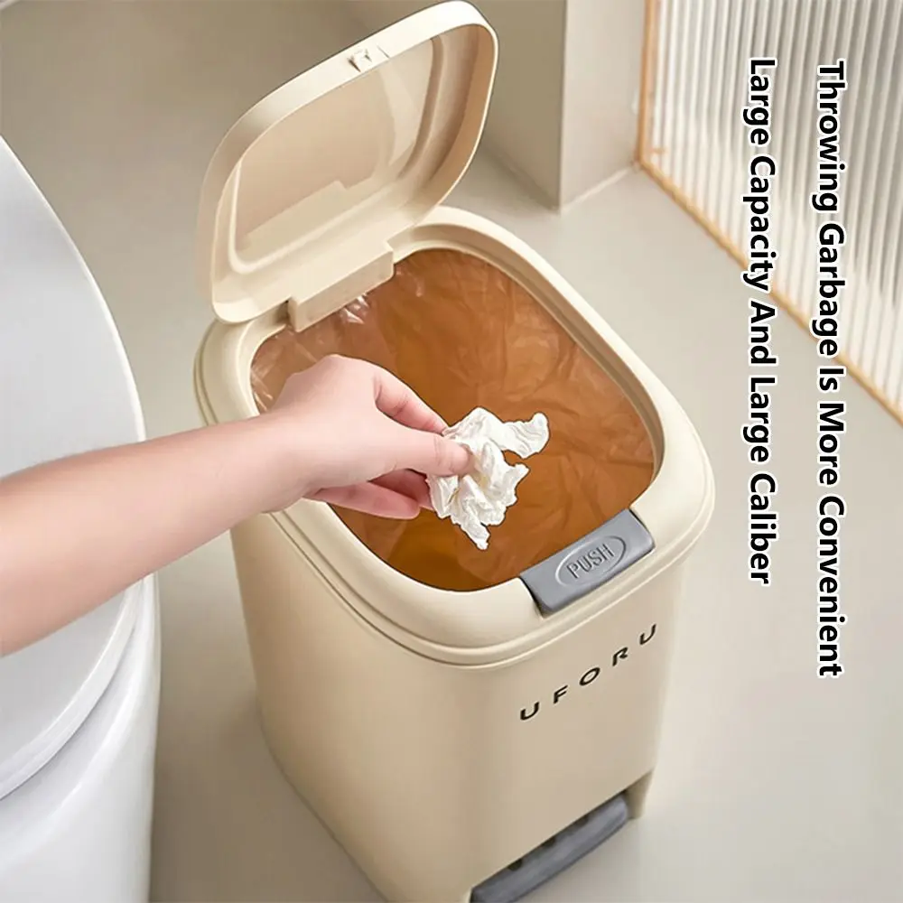 سعة كبيرة 8/10/15/20L سلة المهملات مع غطاء تصميم خطوة على سلة المهملات سلة المهملات المنزلية #1