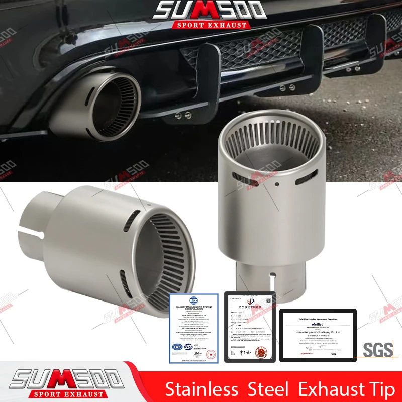 1 Pcs Universal Exhaust Tip Upgrade 304 Matte Stainless Steel Muffler Tip Modify Pipe for Car Decoration Nozzle
