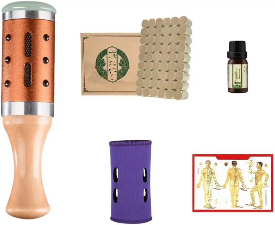 

Jade Moxibustion Scraping Massager Facial Beauty Moxa Therapy Warm Massage Rotatable Lodestone Body Massager Joint Pain Relief