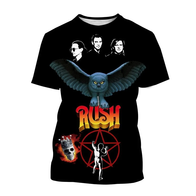 2025 جديد روك راش ثلاثية الأبعاد مطبوعة تي شيرت الصيف الرجال النساء الهيب هوب الاتجاه قصيرة الأكمام التي شيرت الشارع فضفاض عادية المتضخم Y2k القمم