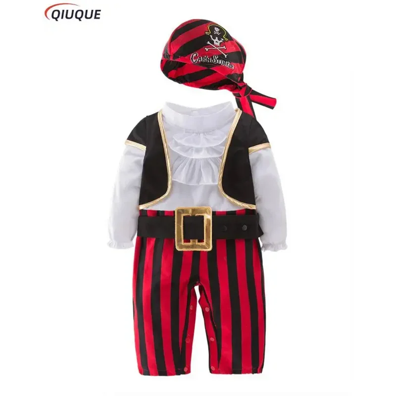 Pirate Captain Cosplay Costume para crianças, Baby Romper, Boys Bodysuits, Roupas extravagantes de Natal, Halloween Costumes, Macacões infantis