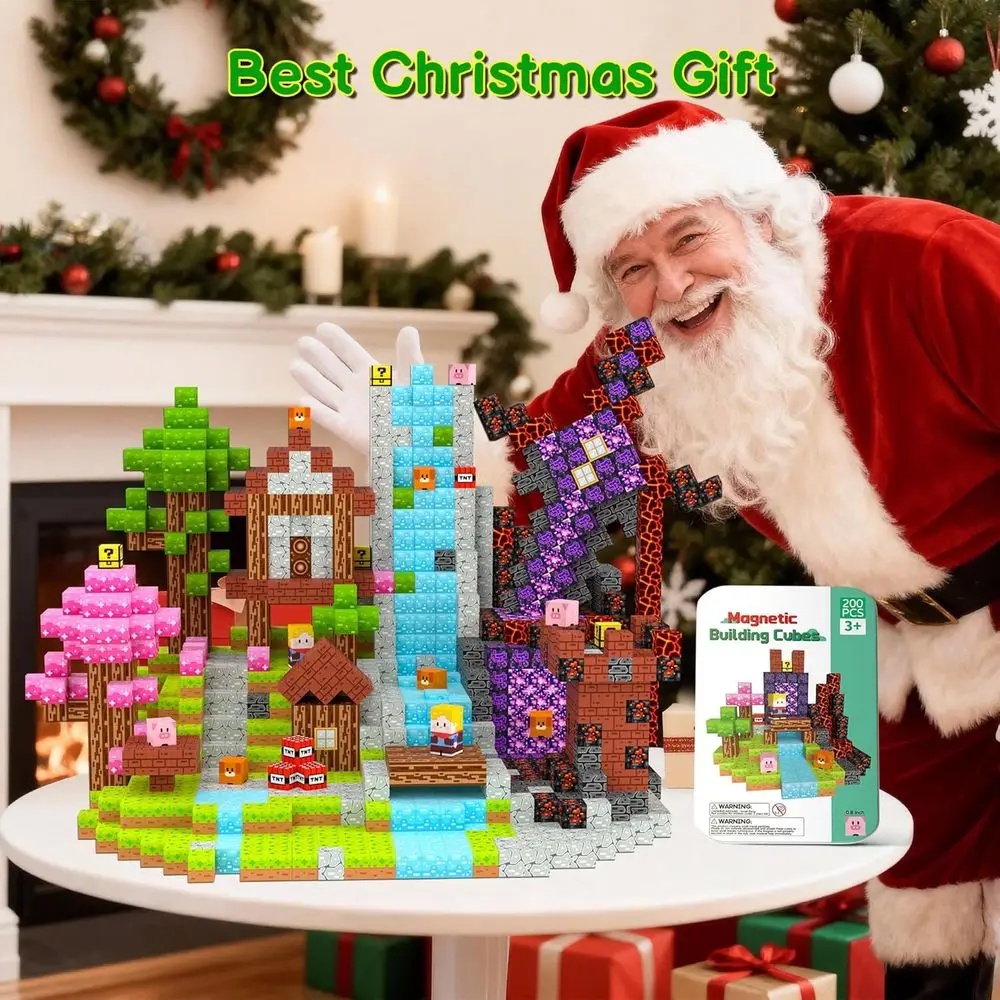 STEM Magnetic Building Blocks - 200-Piece Cube Set for Kids 3-12, Ideal Gift for Boys and Girls