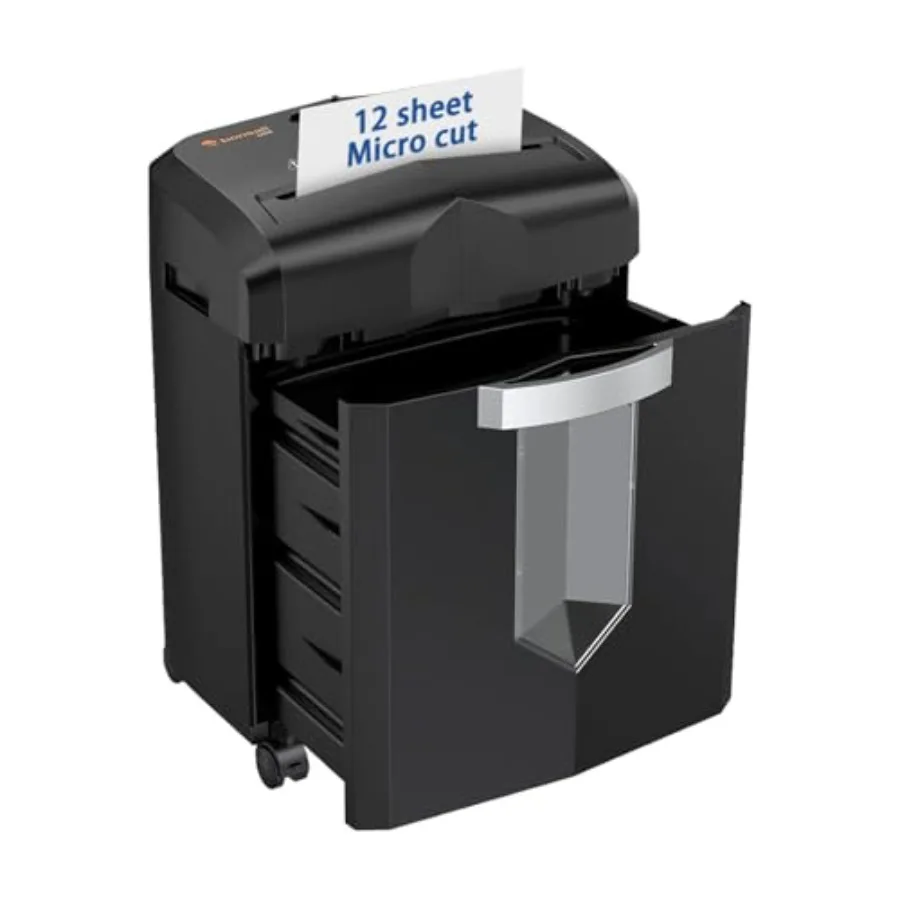 

12 Sheet Micro Cut Paper Shredder 60-Minute Continuous Run Time Home Office Heavy Duty Shredder for CD Credit Card Mails Staple