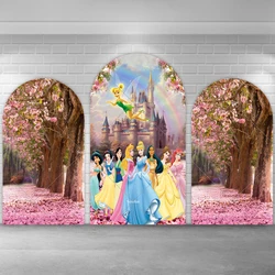 Fairy Castle Princess Chiara Arch Backdrop Cover Pink Flowers Tree Girls Newborn Baby Shower Birthday Party Arched Wall Covers