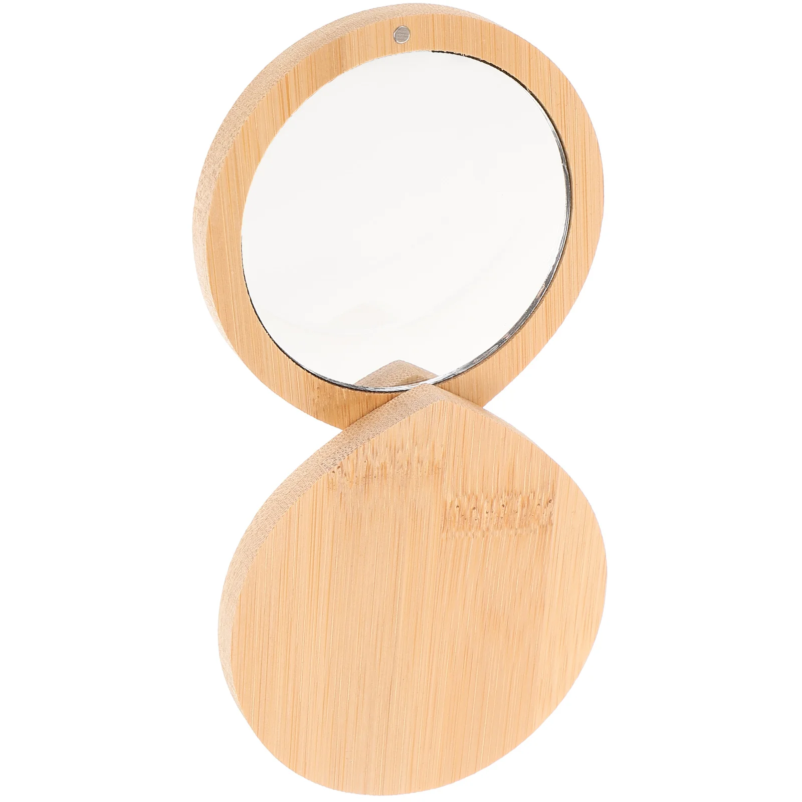 Handheld Makeup Mirror Bamboo Small Mini Travel Size Compact for Women Purse Pocket