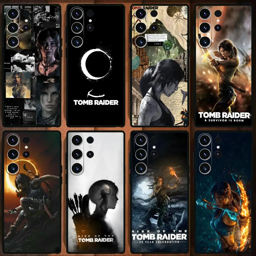 Jogo quente tomb raider caso de telefone para samsung galaxy s25 s24 s23 s22 s21 s20 plus ultra note20 preto macio