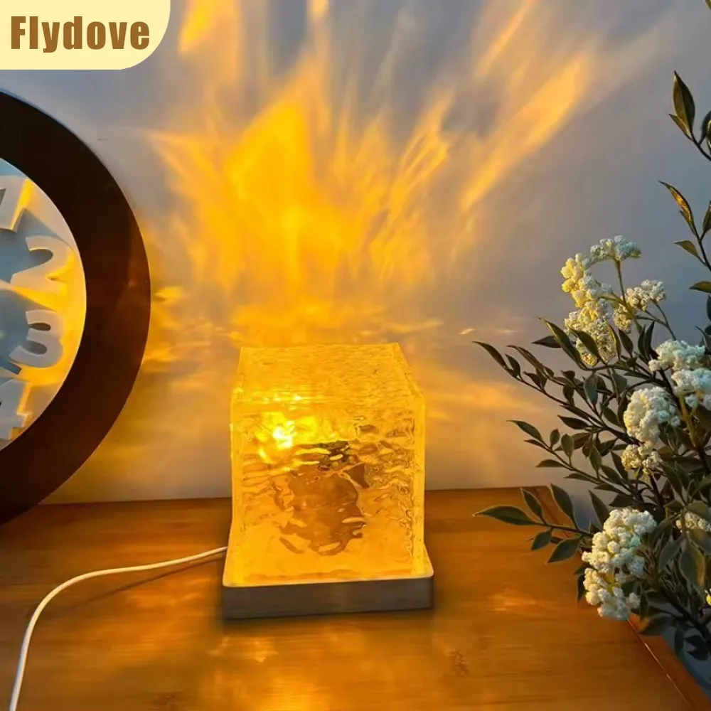 16 Color Ocean Wave Floodlight Imitation Wood RGB Dimming Home Bar Restaurant Dynamic Light and Shadow Water Pattern Night Light