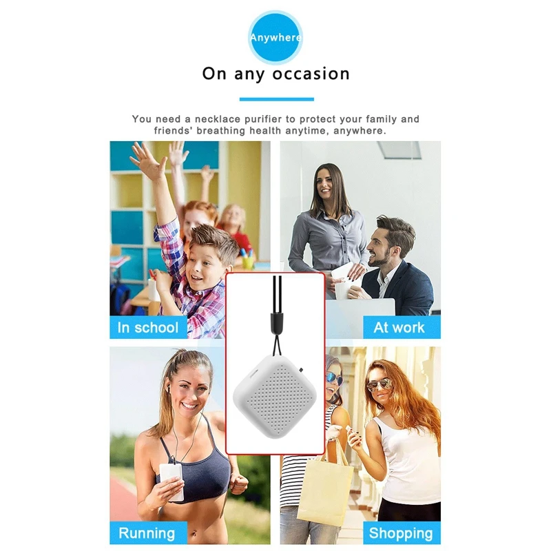 Bộ 2 Máy Lọc Không Khí Cá Nhân Đeo Mini Di Động 250Mah Pin Ion Âm Treo Cổ Máy Lọc Không Khí Xe Hơi