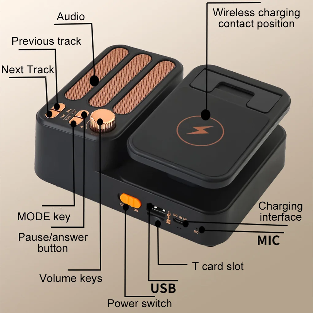 

360 ° Поворотный динамик, подставка для телефона, Bluetooth-динамик, настольный кронштейн для ленивого планшета, держатель для мобильного телефона Power Bank, подставка