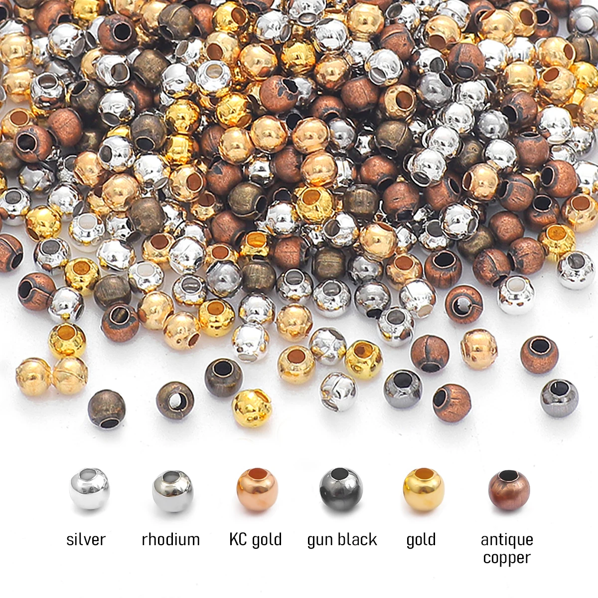 ลูกปัดเหล็กเจาะรูปลายคริม 2.4-6มม. สำหรับทำเครื่องประดับDIY (สร้อยข้อมือ, สร้อยคอ) - 100-1000 ชิ้นต่อการสั่งซื้อ