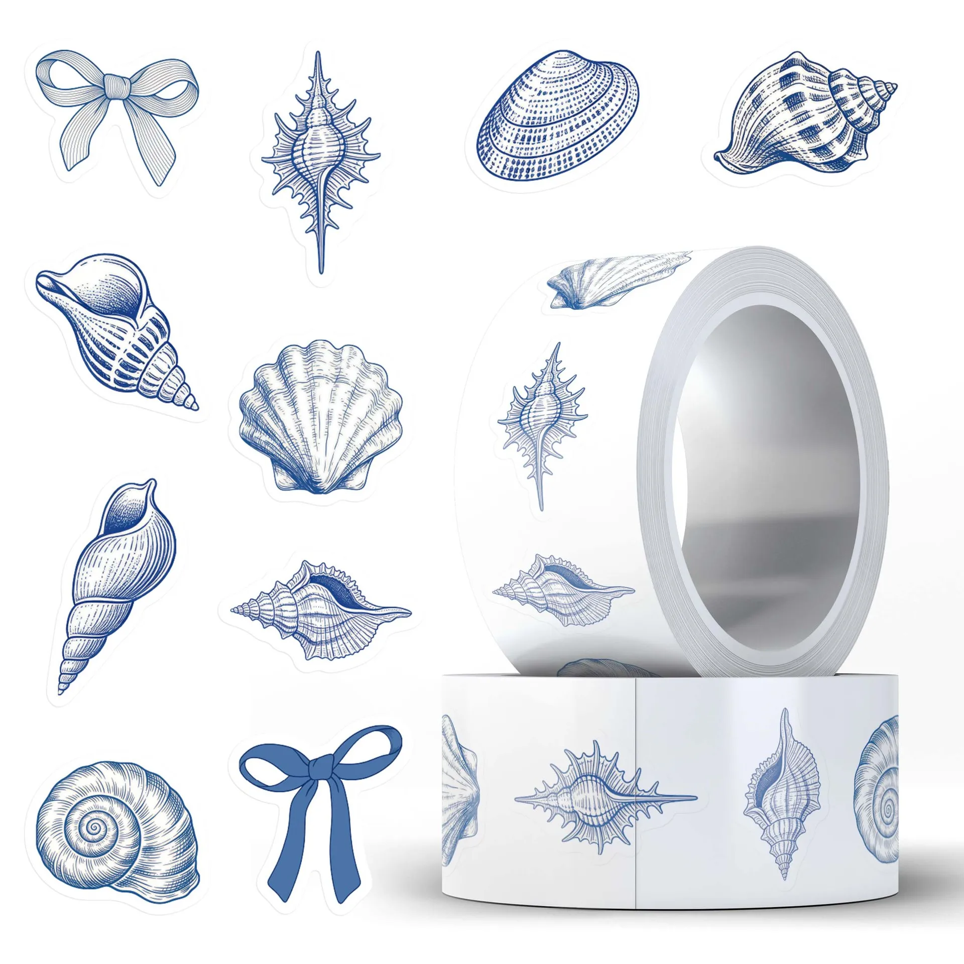 

500Pcs/Roll Cartoon Blue Ocean Roll Sticker Personalized Creative DIY Skateboard Motorcycle Helmet Notebook Waterproof Decal