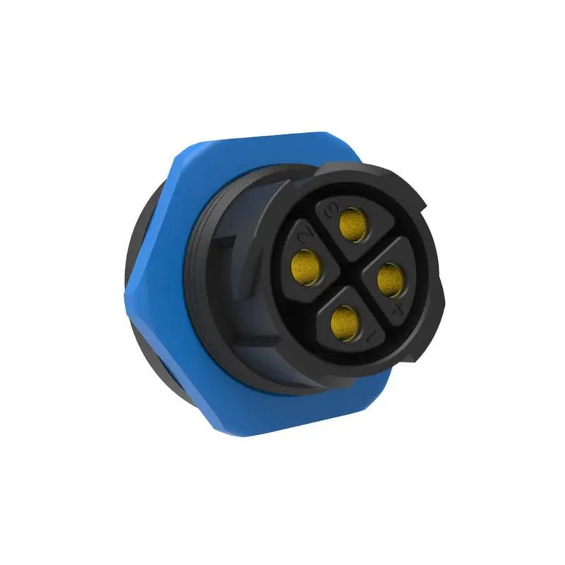 IP68 M25 4 Pin Female Receptacle, Self-Locking Panel Mount Socket, Nylon Straight Waterproof Connector for LED Solar Power