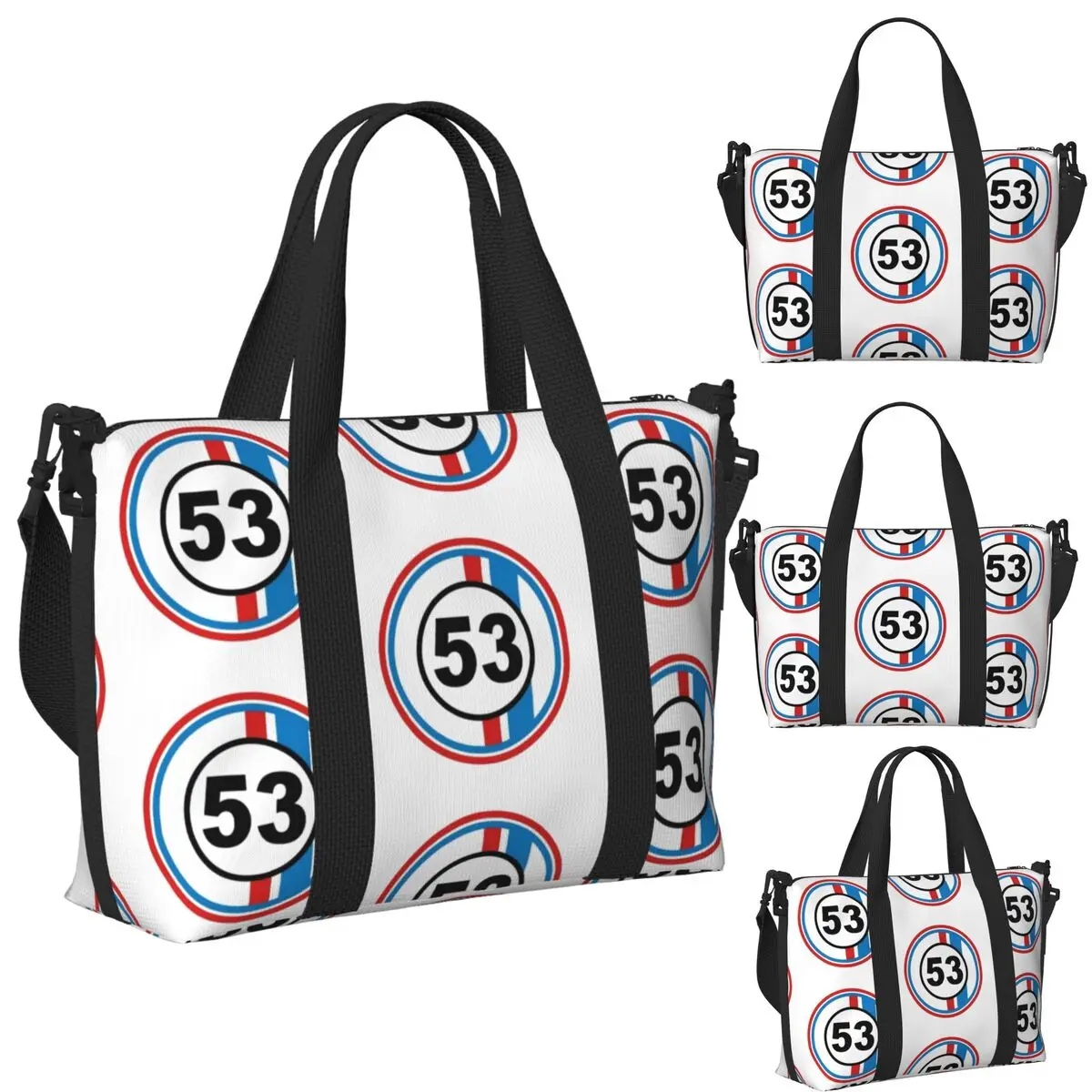 

Herbie Cnumber 53 The Love Bug No Beach Travel Bag Large Capacity Tote Bags for Gym Sport Women Shopping Duffle Shoulder Bag