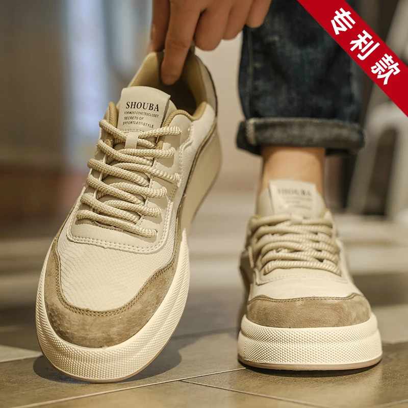 

Осенние мужские белые кроссовки 2025 года — дышащая корейская уличная обувь, универсальная повседневная обувь с гонконгскими вибрами