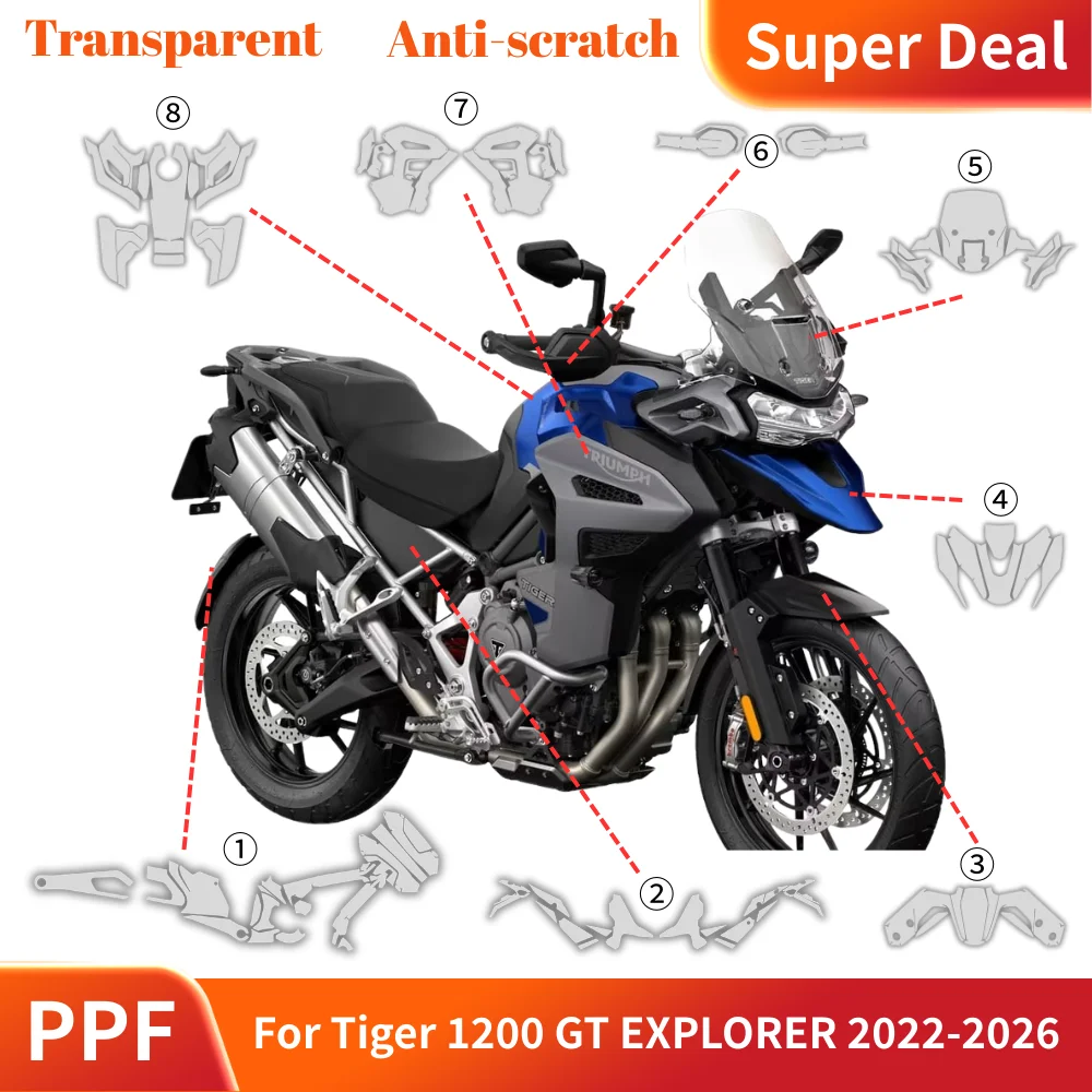 For Tiger 1200 GT Rally Explorer 2026 PPF Paint Protection Film TPU Invisible Fairing Guard Kit Accessories EXPLORER 2022-2026
