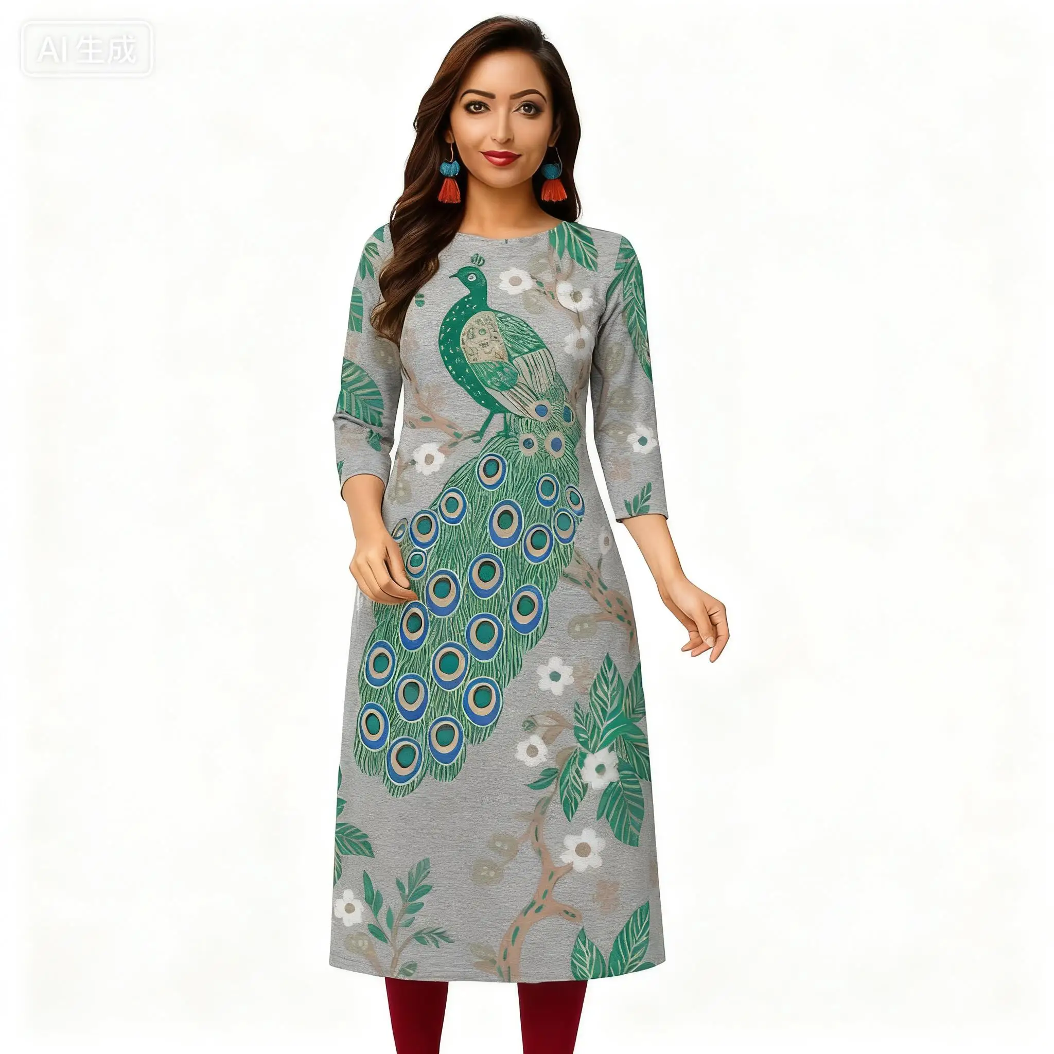 

Мусульманское повседневное модное платье с павлином, прямое платье-труба, этническое марокканское платье Тачки, халат Абая, длинное женское платье с разрезом подол