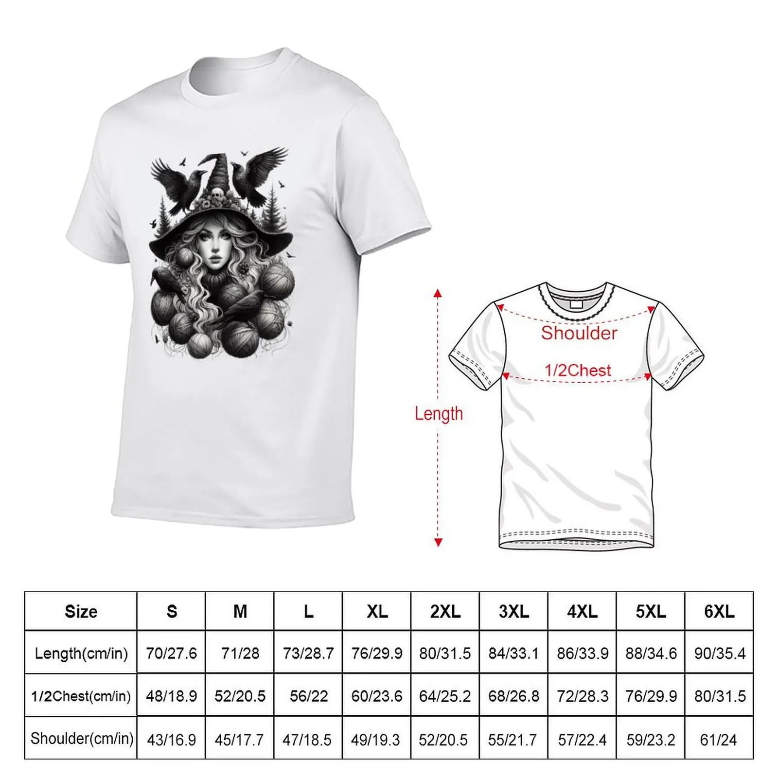 Witch of Yarn and Ravens - Enchanting Fiber Art T-Shirt luxury designer shirts graphic tee mens t shirt