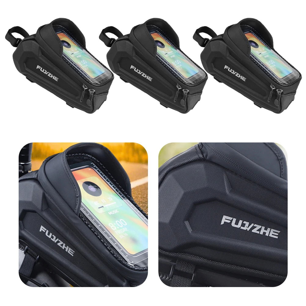 

1.5L Bike Top Tube Bag Waterproof Bike Front Frame Bag Hard Shell Bike Phone Bag Cycling Pouch for Road Bikes Mountain Bikes