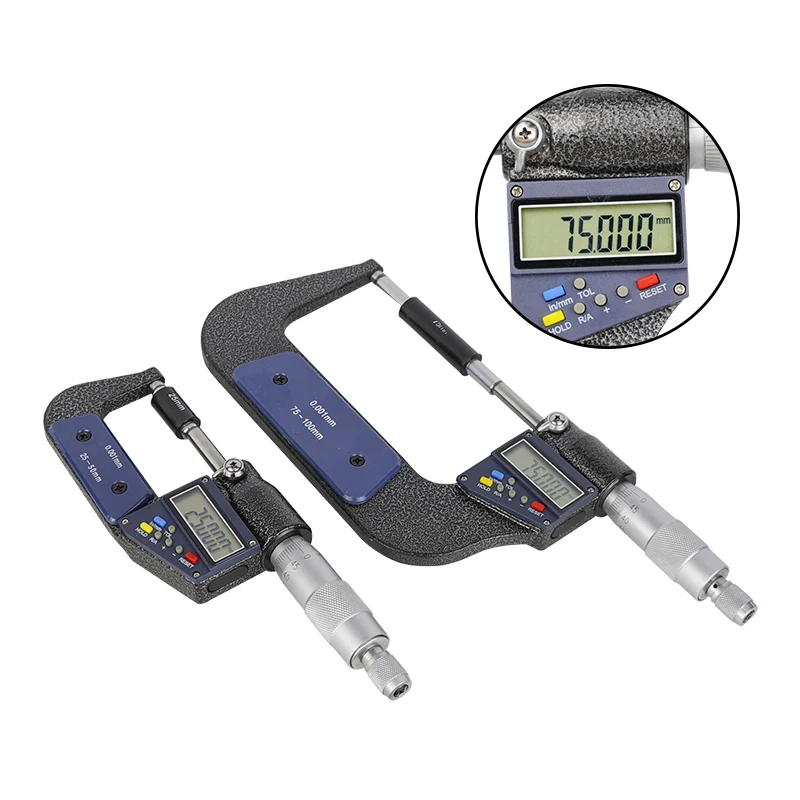 Digital Mircometer 0-25/50/75/100mm Accuracy 0.001mm Digital Caliper for Out Diameter Measuring Tool Outside Mircometer