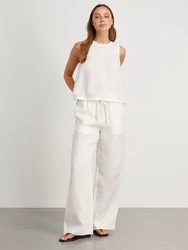 Bronladies Cotton Linen Vest Pants Set Women's Wide Leg Long Pants Sleeveless Top Casual Suit 2025 Spring Summer New Pant Sets