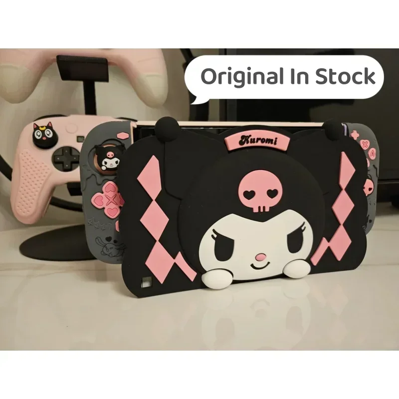 New Kawaii Sanrioed Kuromi Cinnamoroll Pochacco Anime Figure Switch Ns/oled Handle Protective Case Anti-fall Digital Accessories