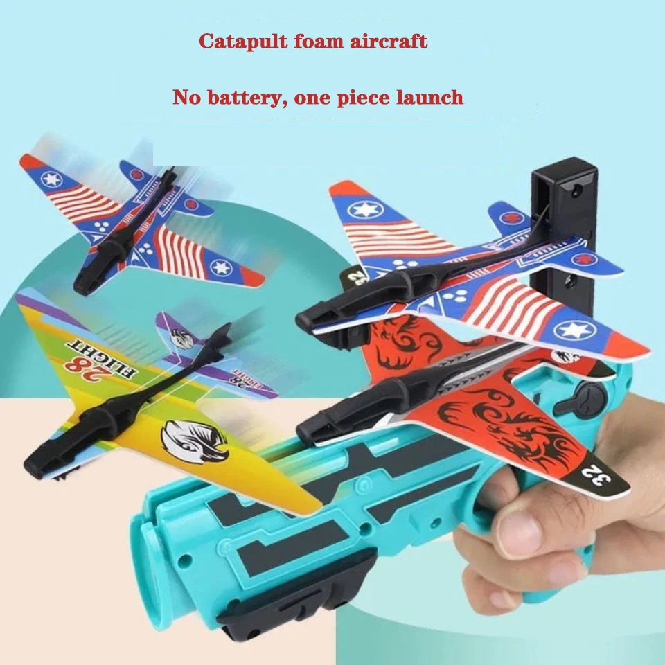 Foam Plane Launcher Bubble Airplanes Glider Hand Throw Catapult Plane Toy for Kid Guns Aircraft Shooting Game Toy Christmas gift