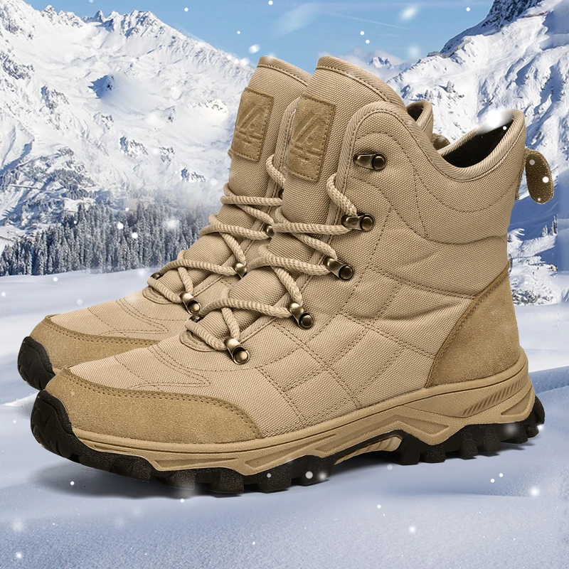 

New Men Winter Snow Boots For Waterproof Leather Sneakers Super Warm Men's Boots Outdoor Male Hiking Boots Work Shoes Big Size