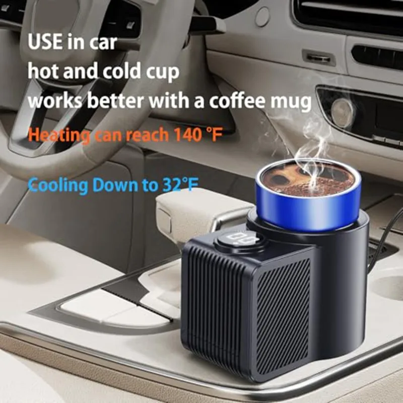 Smart Portable Electric Heated And Cooled Coffee Cup, 12V Car Heating Cooling Cup Car Heated Mug For Water Milk Coffee-A99D
