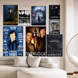 S-Sherlock H-Holmes Poster Self-adhesive Art Poster Retro Kraft Paper Sticker DIY Room Bar Cafe Vintage Decorative Painting