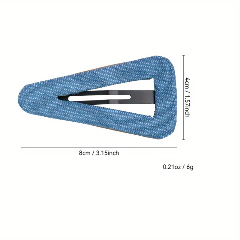 Pinza de pelo triangular a cuadros azules para mujer, pinza para el pelo para bebé, flequillo lateral, accesorio elegante para el cabello