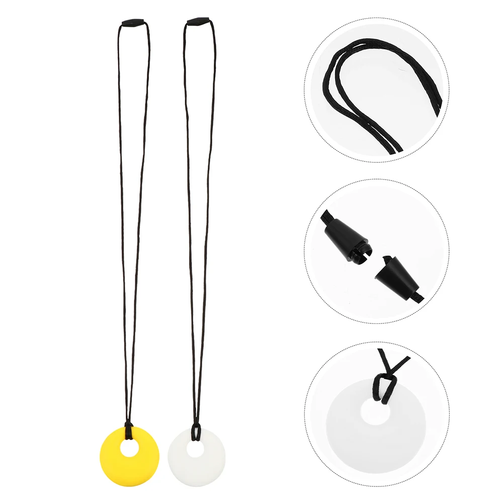 

2pcs Baby Teething Necklace Round Pendant Molar Teether Safe Chew Infant Yellow White Gift Mom